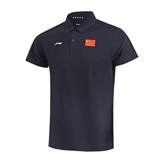 李宁李宁乒乓球服荣耀polo衫国服男款夏天运动服短袖休闲简约扣子衫 APLV675-1 幽蓝 M 170