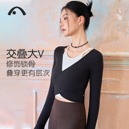 Aixiabu autumn new long-sleeved yoga wear Modal yoga blouse women's slim-fitting simple temperament Pilates top A24340MALK black without inner wear L