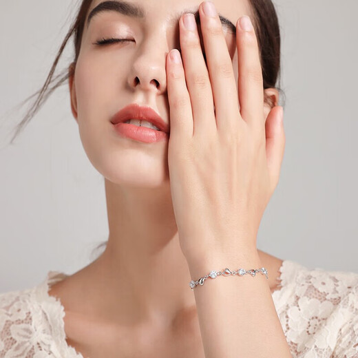 Farcoko brand pt950 platinum bracelet for women platinum moissanite single-minded fashion jewelry birthday gift for girlfriend Platinum single-minded bracelet-moissanite (full) - exquisite high-end gift box