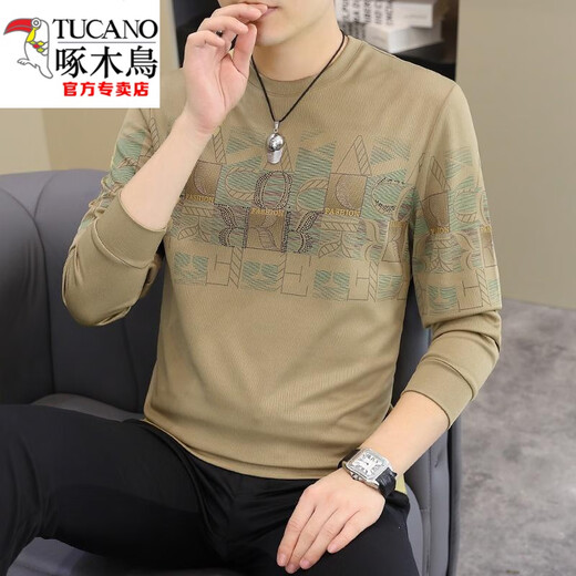 Woodpecker (Tucano) 2025 T-shirt à manches longues européennes de printemps et d'automne avec une chemise de base personnelle pour hommes minces [printemps et automne] 6628 Black M 90-115Jin [Jin est égal à 0,5 kg]