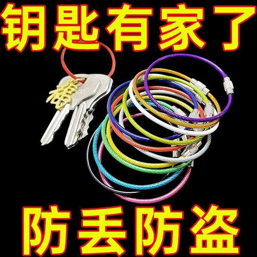 Talchi Stahldrahtschlüsselketten-Drahtseil-Key Ring Edelstahl Drahtring Klassifizierung Farbring Anti-Verlust kleiner Kreis Schlüsselkette Zufällige Farben 5 eingedickt + Anti-Verlust + Starke Zähigkeit