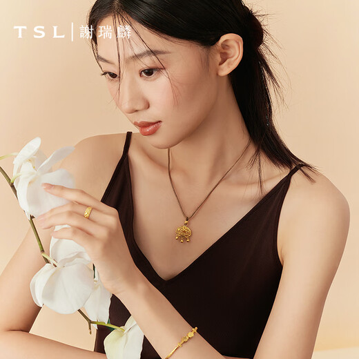 谢瑞麟（TSL）黄金项链古法金系列锁包福字足金锁骨套链YS724 7.05g 计价类（工费1300元）