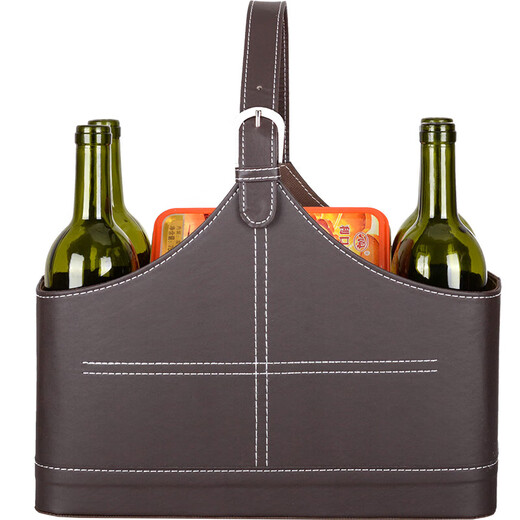 Huixiang Storage Basket Leather Gift Basket Portable Basket Fruit Red Wine Gift Basket Gym Personal Training Special Large Tool Basket Brown 0113 Small Size