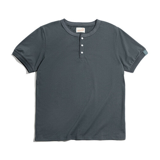 
Maden Henry shirt short-sleeved men's summer heavy cotton breathable half-sleeved base shirt American retro tough men's T-shirt Cold gray L