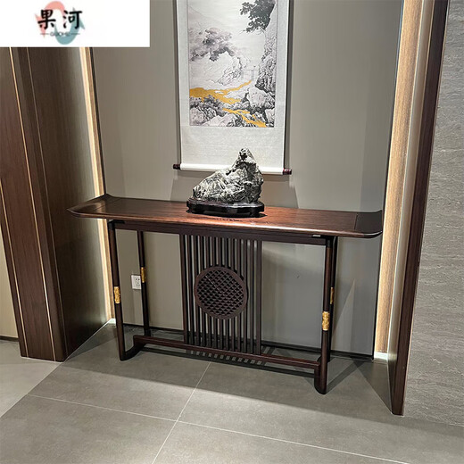 GUOHE (GUOHE) New Chinese-style nave table and table, new Chinese-style ebony wood entrance table, entrance cabinet, solid wood bar case, ash wood 1500*850*380, fully assembled