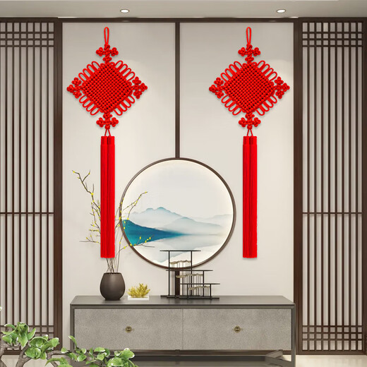 
High-end Chinese knot pendant living room TV wall entrance large size house moves to new home corridor Spring Festival flat installation decoration bold 18 plates for four seasons 13555cm