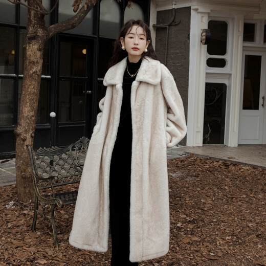 Abrigo de piel de visón para mujer de la marca Tafu invierno 2025 nuevo abrigo de visón entero de terciopelo importado delgado blanco nieve-110 longitud 160/84A(M) recomendado 44-65 kg