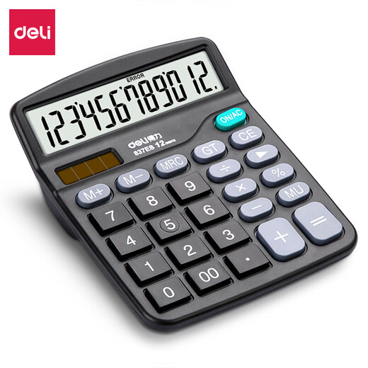 Deli 837 Calculator for office accounting solar energy for students for university finance small portable dual power commercial computer equipment [basic type] dual power supply (battery supply)