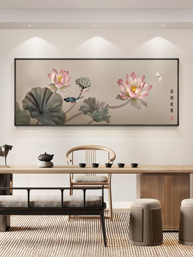 Highmax Nuevo estilo chino de la sala de estar Pintura de la sala de loto lotus pod colgar la pintura del dormitorio del dormitorio del dormitorio simple pintura al óleo pintada a mano pura cepillada yatitanium pintadora de aceite pintados a mano 14070