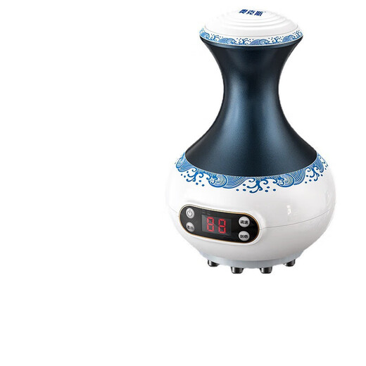 Oaks Gua Sha Instrument Electric Gua Sha Instrument Cupping Device Home Gua Sha Artifact Gua Sha Brush Negative Pressure Cupping Instrument Dredges Meridians and Dehumidifies Whole Body Practical New Year Gift for Parents Blue and White Porcelain 9-speed Adjustment + Top Ten Rigid Magnetic Heads + Deep Magnetic Wave Care