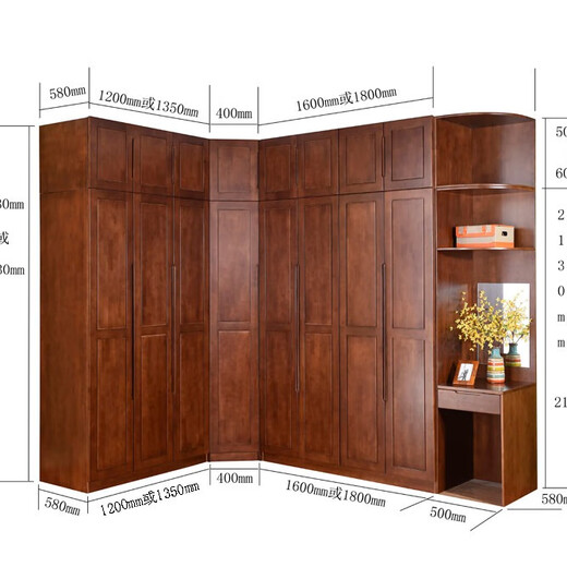 Baiyuntang whole house custom-made large wardrobe cabinets all solid wood cypress wood ash wood corner cloakroom free combination full wall to top custom deposit