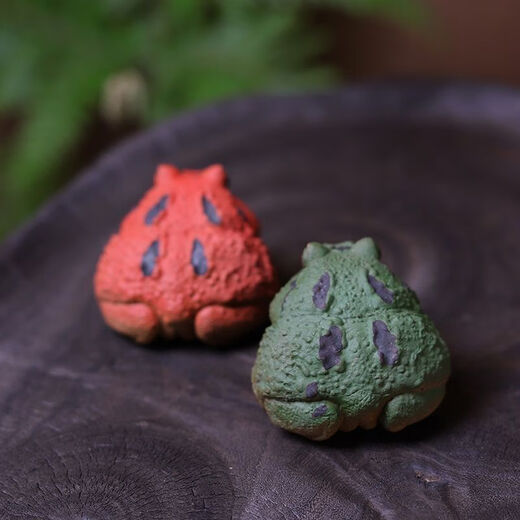 Ensa purple sand tea pet small horned frog boutique can raise frogs tea play fish tank landscaping decorative tea table ornaments green horned frog purple sand