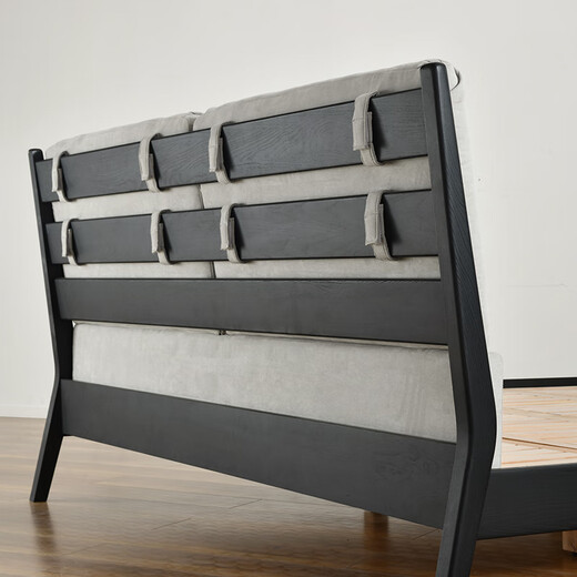 Meubles fédéraux Nordic Ash Lit en bois massif Médiéval Style Chambre Médie Noire 1,8 mètres Grand lit Soft Double Bed BP6624 Night Ash Ash Solid Wood Lit 1,5 mètres