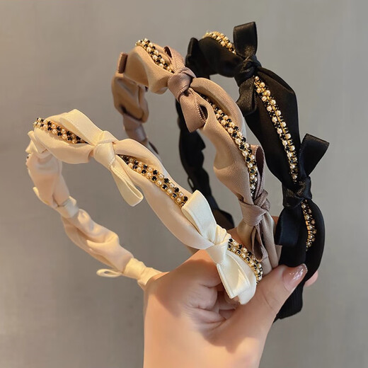 Xiangwan hairband hairpin retro high skull headband bow headband female crushed hairband face wash headband hair accessories