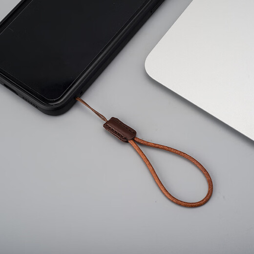 LVZHUYE Cordón de piel de vaca para teléfono móvil, cuerda para dedo corta, hebilla de anillo de dedo hecha a mano, eslinga de cadena colgante con disco en U, colgante de cuero para llave de coche fuerte y duradero, colgante de alta gama, anillo de dedo multifuncional, cordón de piel de vaca creativo corto-1 pieza