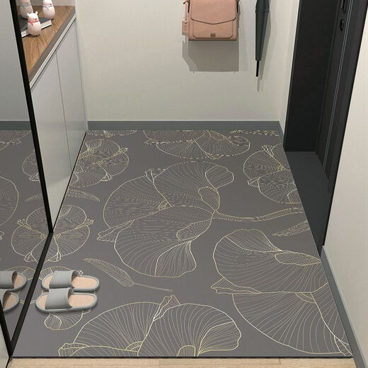 Beiyan entrance floor mat, entrance door mat, door mat, cuttable entrance floor mat, entrance door, water-absorbent non-slip carpet, flower blooming wealth - gray 120cm*180cm