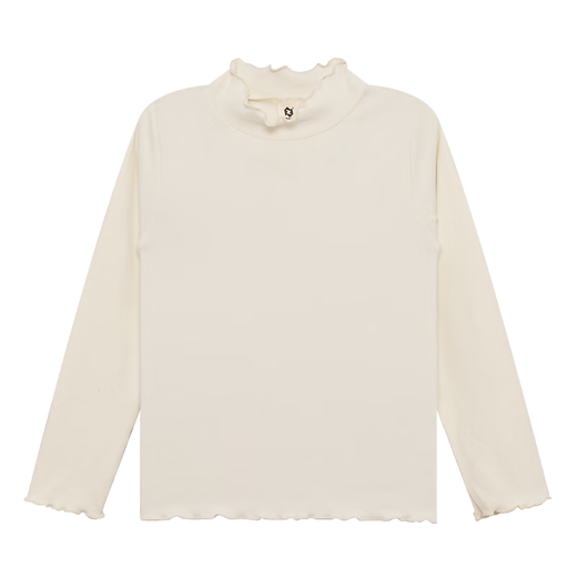 Zuoxi Girls Bottoming Shirt Half Turtle Collar Long Sleeve T-shirt Children's Top 2025 New Girl Thermal Clothing Milk White 140