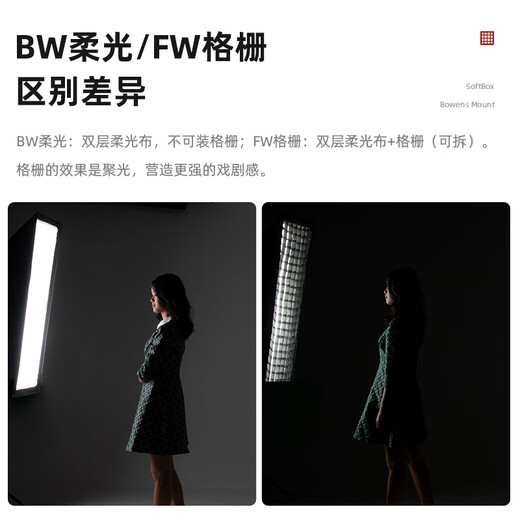 Godox (Godox) 60*90cm long square grid soft box soft light cover Baorong mouth suitable for live broadcast fill light photography light flash folding portable soft light box with grille