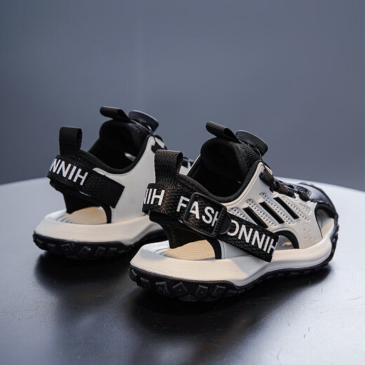Boys' Baotou sandals 2025 summer new style children's students, middle and large children's beach shoes soft sole non-slip sports sandals 299/khaki color 38 size (inner length 24.7cm)