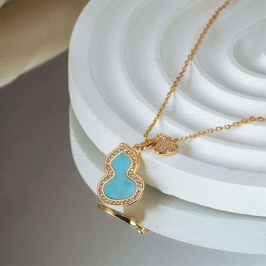 QUAMER Gold Store Model 520 Valentine's Day Gourd Necklace Women's Carnelian Exquisite Plated 18K Color Gold Design Pendant Rose Gold (Lady Purple) Necklace