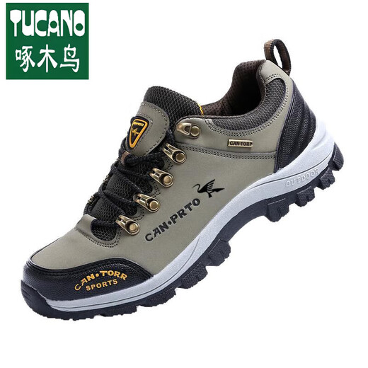 
Woodpecker official new men's shoes winter sports shoes casual breathable outdoor shoes waterproof and non-slip travel shoes men's thick-soled hiking shoes 14088h standard single shoes military green brand high-end flagship 36