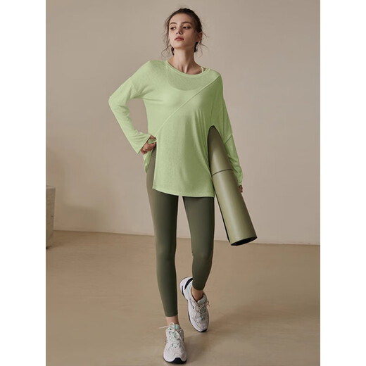 LULULOMDDW yoga wear for women, autumn and winter running loose blouse T-shirt Pilates training long-sleeved top fitness suit black M