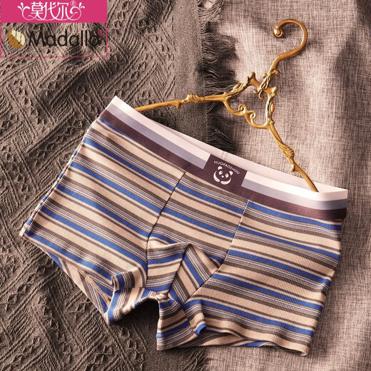 Modal Herren High-End-Unterwäsche-Herren-Pure-Baumwoll-Boxer-Boxer-Shorts Boy Striped Bottoms Personalisierte Modesporthosen 6195 Graublau blau blau grau 3 l Gewicht 100-120 Jin [Jin gleich 0,5 kg]