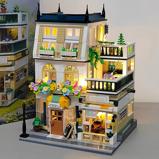 Zhegao Family Qifu Building Blocs 2025 New Girl Series Assemblé Villa House Compatible avec LEGO Building Blocs Hotel Hotel Castle Girls Toys Double Floor - Wangwang Villa + Lighting [1048 Grains]