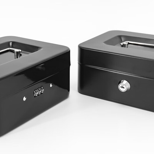 Hasdick portable cashier box with lock, savings box, safe, tool storage box, password black 20*16*9cm