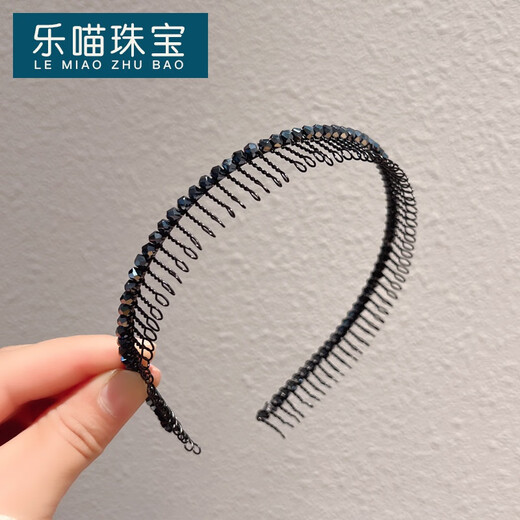 乐喵（LEMIAO）时尚新款气质带齿防滑发箍刘海碎发整理器韩国感压发头箍发卡七夕 LD473黑色  A29-302