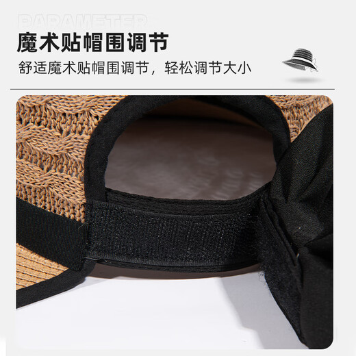 Glo-Story Sun Hat pour femmes en plein air Protection solaire Soleil Soleil à la mode Ponet queue de cheval Big Brim Straw Hat Khaki