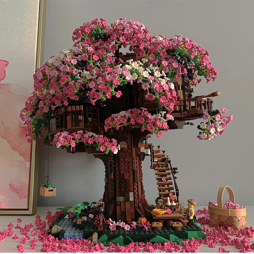Лан Лиан совместим с Lego Drain Drail House Sakura House Rainbow Girl Series Series Строительные блоки игрушки для девочек с большой сложностью Акриловая версия Suzhou Garden 4877 штуки / Включены