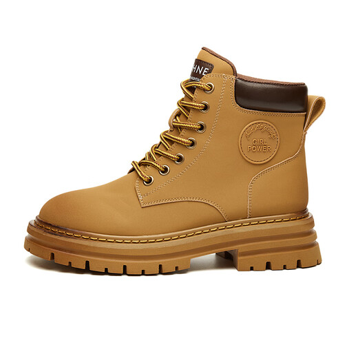 Daphne Cowide Dick-Soled Yellow Martin Stiefel für Frauen-Motorradstiefel neue Herbst und Winter plus Samtstiefel für kurze Stiefel im Freien gelbe Stiefel gelbe Single 37