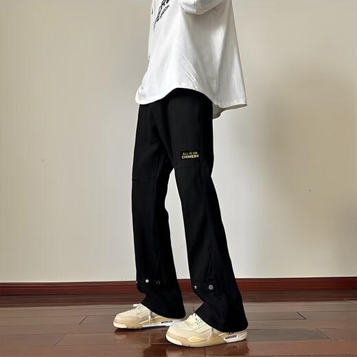 迪伽达牛仔裤子男春秋季新款美式高街vibe工装微喇裤直筒修身休闲长裤 WKXS-K691白色 M