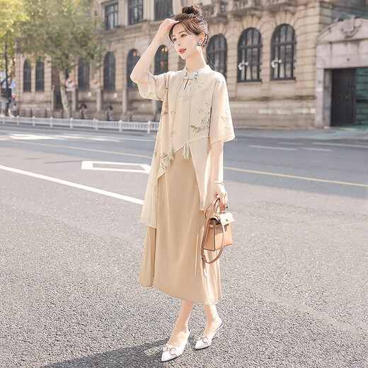Estantes de cipreses de seda mejoró la falda cheongsam 2025 Spring and Summer Nuevo vestido chino retro retro