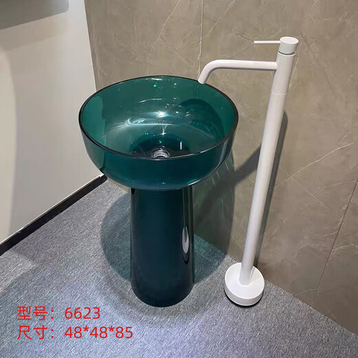 Fengming Customized Hotel Foods-Standing Waschtisch integriertes Becken Buntes transparentes Harz beleuchtetes Waschpool-Säulenbecken 6623 (erhältlich in verschiedenen Farben)