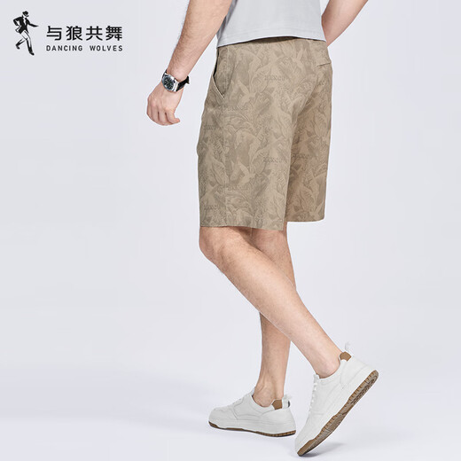Bailando con el lobo [lleno de estampados] pantalones cortos casuales 2025 Summer New puro algodón estirado de algodón pantalones juveniles 4019 caki 701 31