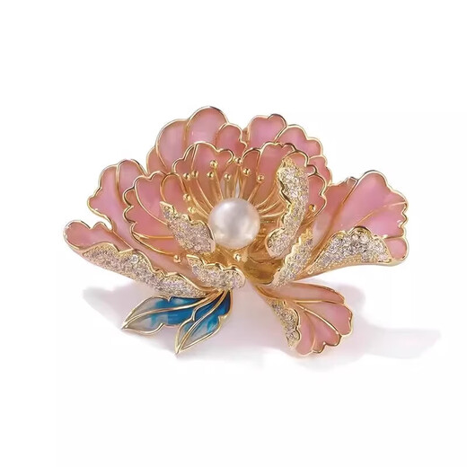 Peony flower brooch for women, high-end women's exquisite national trend Chinese style corsage, classical flower pin, clothing accessories gift, national flower peony pink brooch