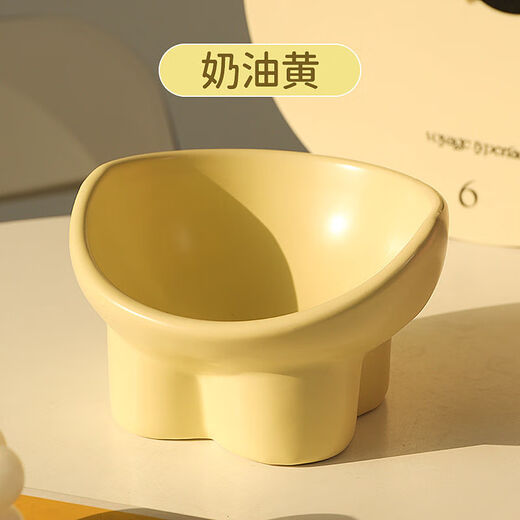 Shantou Lincun cat bowl, high-looking large-diameter cat food bowl, tall neck protector for eating and drinking, rice bowl and dog bowl to prevent overturning 23 new high-looking tall bowls, cream