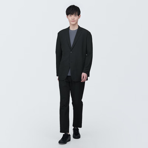 
MUJI (MUJI) Men's Easy-Dry Elastic Bubble Jacket Men's Jacket Early Autumn Style Suit Small Suit AD0VHC4S Black L (175/100A)
