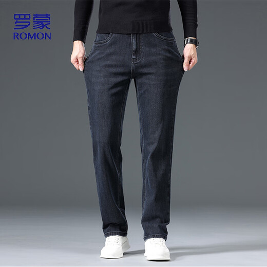 罗蒙（ROMON）牛仔裤男秋季简约潮流裤子男士直筒百搭男裤NZ205 黑色 31 