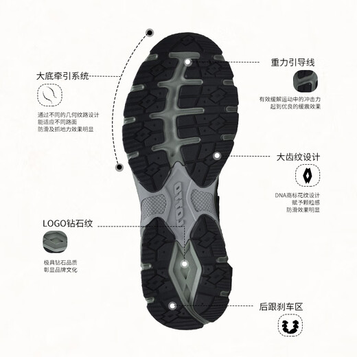 
LeTTO (LOTTO) hiking shoes men's shoes summer breathable running shoes outdoor cross-country hiking sneakers men 1071 black 41