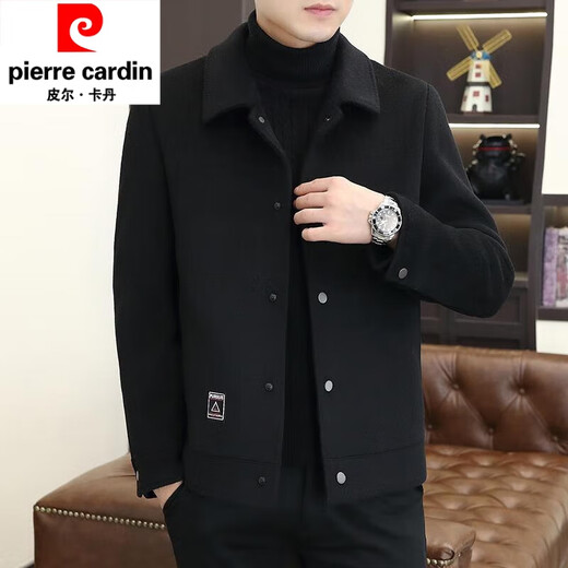 Pierre Cardin wool double-sided woolen coat men's autumn and winter jacket men's short casual woolen coat men's top khaki (double-sided woolen coat) XL (120135Jin Jin equals 0.5 kg)