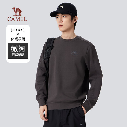 Camel (CAMEL) men's sweatshirt autumn and winter slightly wide thickened warm round neck pullover fashion trend long sleeve M34CAQN606