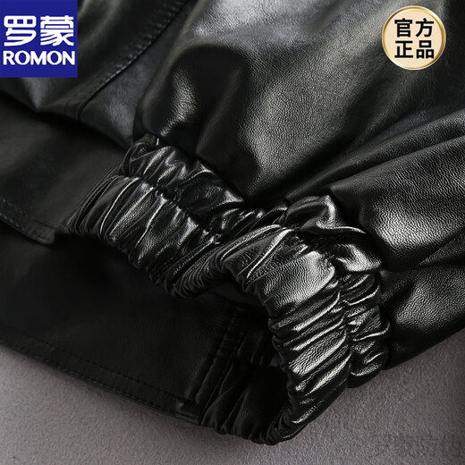 ROMON American retro loose leather jacket men's winter velvet thickening trendy handsome motorcycle leather jacket PU leather jacket black velvet 3XL suitable for 190Jin Jin is equal to about 0.5kg