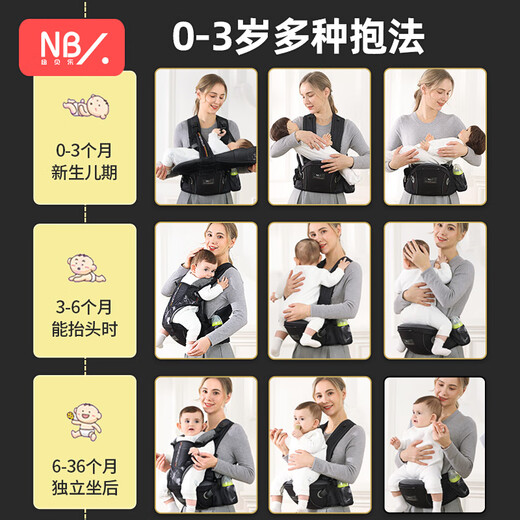 纽贝乐新生婴儿背带腰凳0-36个月背娃出门抱娃神器小月龄宝宝前横抱托