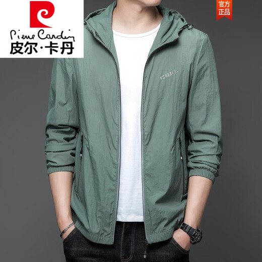 Pierre cardin Paul sun protection clothes men's summer thin outdoor ice silk hooded anti-outdoor sun protection clothes men's coat N9928 light green 175 120-135Jin [Jin equals 0.5 kg]