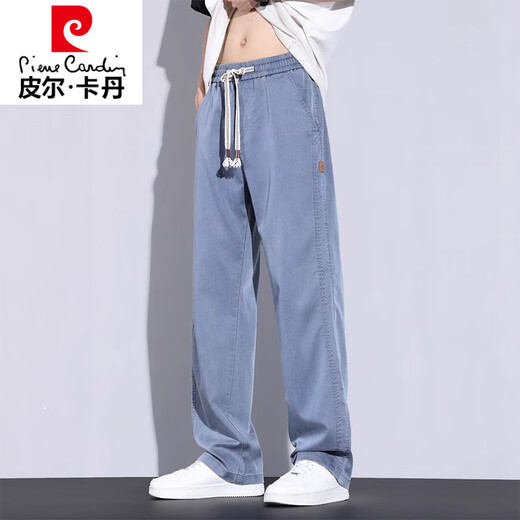 
Pierre cardin (pierre cardin) Tiansi casual pants for boys summer thin fashion brand loose vertical straight pants 2025 new wide-leg long pants for men 1048 gray L [110-125Jin [Jin equals 0.5 kg]]