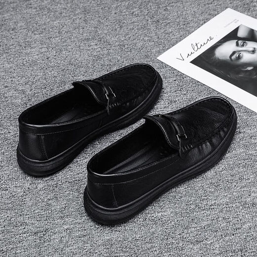 Huilijun zapatos para hombres, mocasines de bits de caballos, zapatos de cuero pequeños, gente perezosa casual de hombres pateando el suela suave y versátiles de frijoles británicos hombres 9905 negro 42
