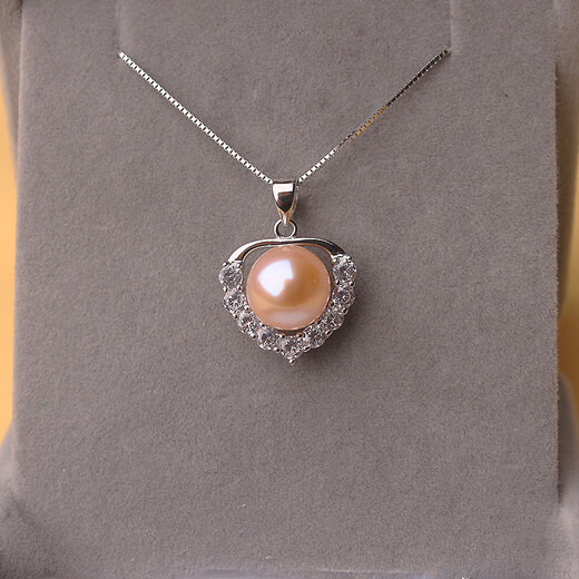 Jinshitong 9-10mm natural freshwater pearl pendant S925 all-over silver necklace clavicle chain short love style jewelry necklace purple pink single pendant does not include chain